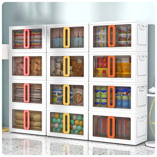 StarAndDaisy Stackable and Foldable Wardrobe, Double Door Portable Cupboard with Storage Cabinet -1 Stackable Cuboids 72 Lt (Green) - Image 9
