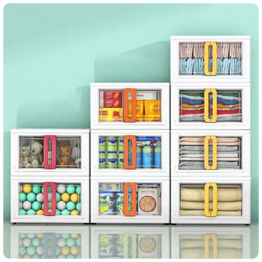 StarAndDaisy Stackable and Foldable Wardrobe, Double Door Portable Cupboard with Storage Cabinet -1 Stackable Cuboids 72 Lt (Green) - Image 10