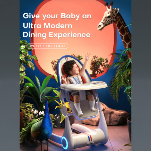 StarAndDaisy Exclusive Four in one Convertible High chair Can be used as a high chair/ Bassinet/Swing/walker with Music, Self-luminous Lights, and Futuristic Design, Ages 6 Months+ (Red) - Image 4