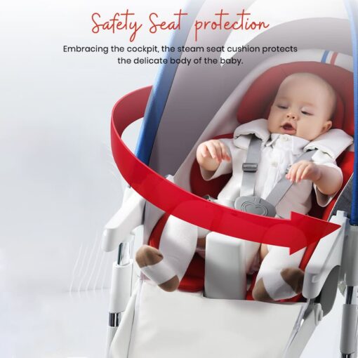 StarAndDaisy Exclusive Four in one Convertible High chair Can be used as a high chair/ Bassinet/Swing/walker with Music, Self-luminous Lights, and Futuristic Design, Ages 6 Months+ (Red) - Image 5