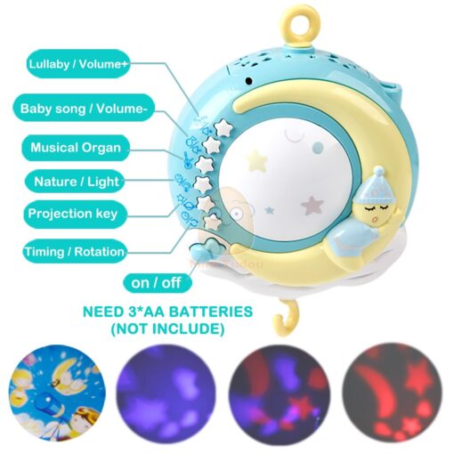Multifunction Night Light Moon Bed Bell Toy Rattle Set Plastic for Baby - Image 14