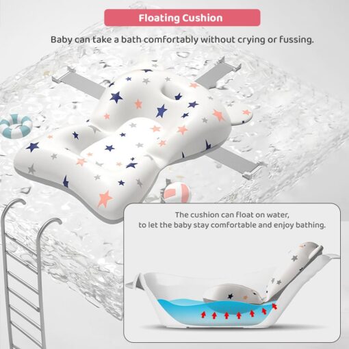 Bathing Tub For Newborn Baby, Vertical Bath Tub with Cushion, Newborn Comfort to Toddler Fun (Pink) - StarAndDaisy - Image 4