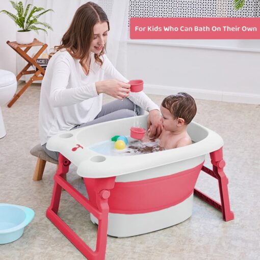 Bathing Tub For Newborn Baby, Vertical Bath Tub with Cushion, Newborn Comfort to Toddler Fun (Pink) - StarAndDaisy - Image 7