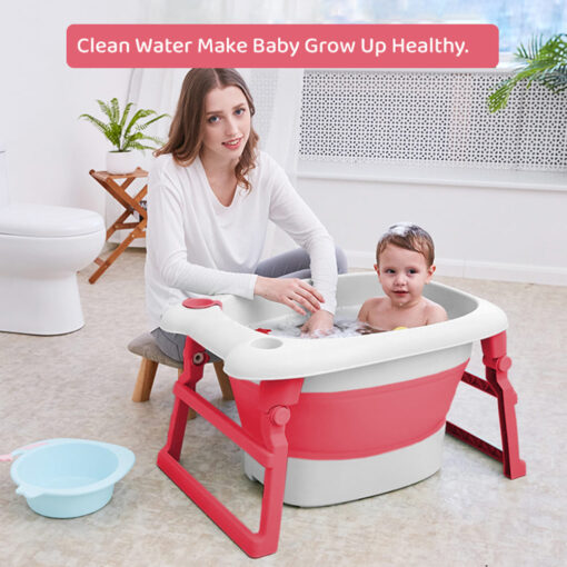 Bathing Tub For Newborn Baby, Vertical Bath Tub with Cushion, Newborn Comfort to Toddler Fun (Pink) - StarAndDaisy - Image 8
