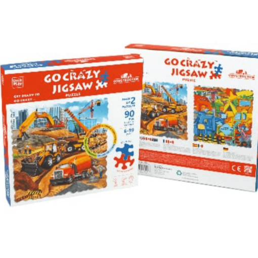 Unik Play Go Crazy Jigsaw Puzzle for Kids and Adults, Construction Theme, Attractive Cartoon Print Puzzle with Puzzle Sorting Trays for Age 6 to Up