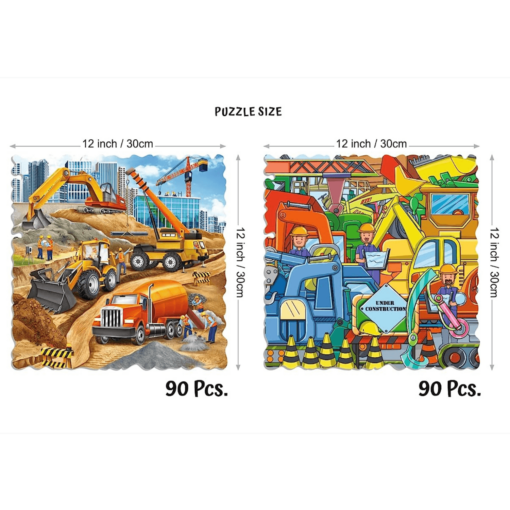 Unik Play Go Crazy Jigsaw Puzzle for Kids and Adults, Construction Theme, Attractive Cartoon Print Puzzle with Puzzle Sorting Trays for Age 6 to Up - Image 2