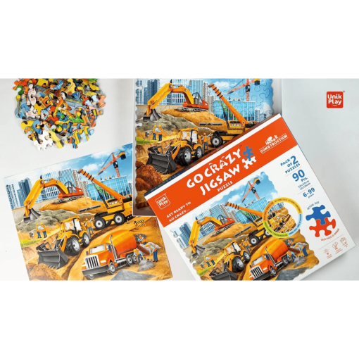 Unik Play Go Crazy Jigsaw Puzzle for Kids and Adults, Construction Theme, Attractive Cartoon Print Puzzle with Puzzle Sorting Trays for Age 6 to Up - Image 5