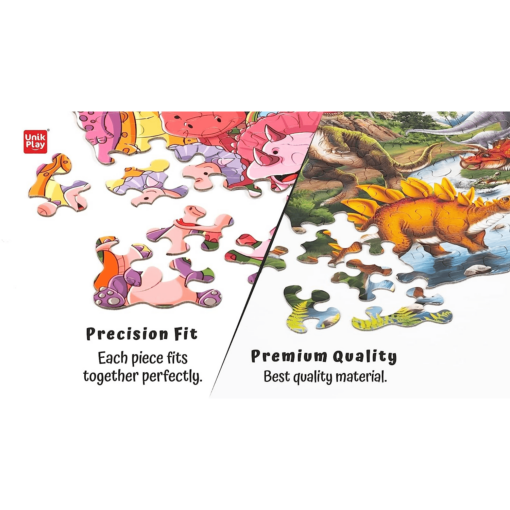 Unik Play Go Crazy Jigsaw Dino Puzzle for Kids and Adults, Attractive Cartoon Print Puzzle with 2 Puzzle Sorting Trays for Age 6 to 99 Years - (90 Pcs) - Image 7