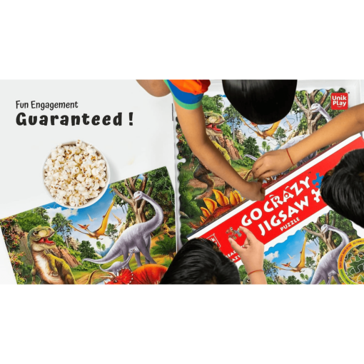 Unik Play Go Crazy Jigsaw Dino Puzzle for Kids and Adults, Attractive Cartoon Print Puzzle with 2 Puzzle Sorting Trays for Age 6 to 99 Years - (90 Pcs) - Image 9