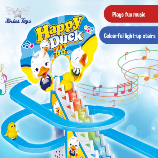 Sirius Toys Happy Duck Track Toy Set with 3 Small Duck for Kids, Electric Automatic Stair Climb and Slide Toy with Flashing Lights and Music for Baby & Toddler, Age 3+Years (Multicolor) - Image 2