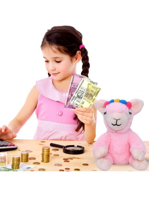 Mirada Cute Pink Llama Coin Bank Soft Toy, Best Gift for Girls & Kids, Stuffed Plush Animal Money Bank & Piggy Bank, Ideal for Birthdays & Special Occasions For Kids & Toddler - Image 5