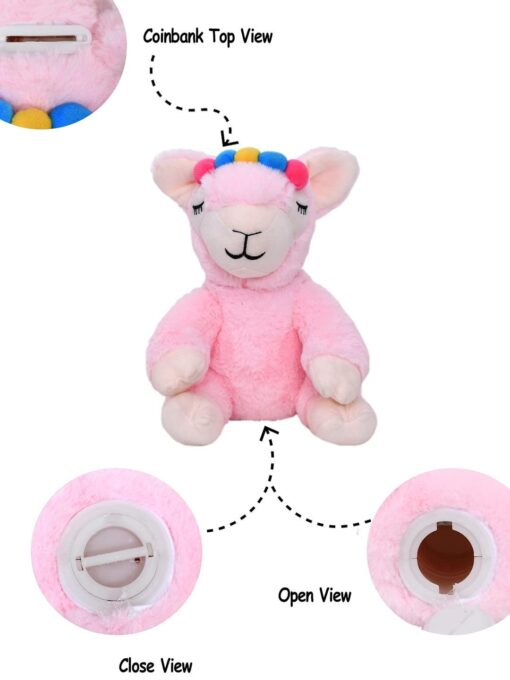 Mirada Cute Pink Llama Coin Bank Soft Toy, Best Gift for Girls & Kids, Stuffed Plush Animal Money Bank & Piggy Bank, Ideal for Birthdays & Special Occasions For Kids & Toddler - Image 7