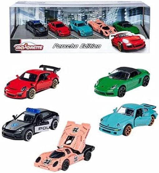 Majorette 1:64 Porsche Edition 5-Pack Die-cast Cars Giftpack, Toys for Kids and Adults (Multicolor)