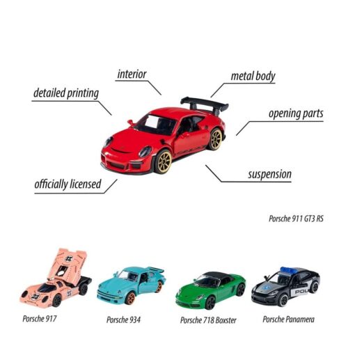 Majorette 1:64 Porsche Edition 5-Pack Die-cast Cars Giftpack, Toys for Kids and Adults (Multicolor) - Image 4