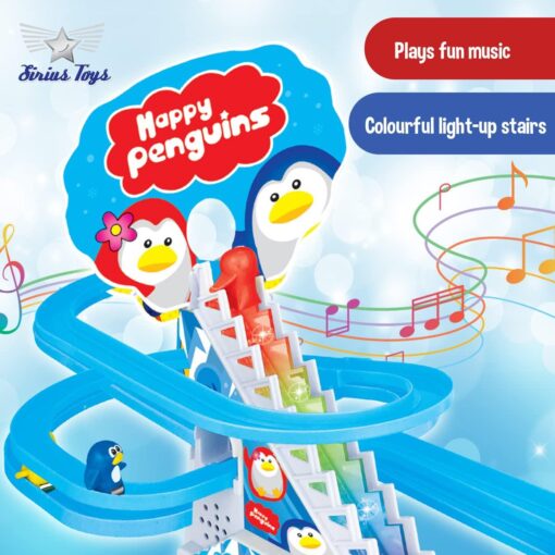 Sirius Toys Happy Penguin Track Toy Set with 3 Small Penguins for Kids - Slide Toy with Lights and Music, Multicolor, 3+Years - Image 2