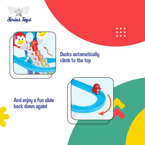 Sirius Toys Happy Penguin Track Toy Set with 3 Small Penguins for Kids - Slide Toy with Lights and Music, Multicolor, 3+Years - Image 3