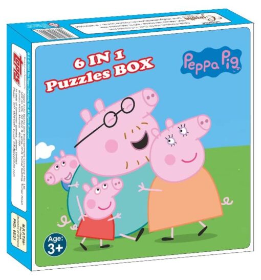 6 in 1 Topps Jigsaw Puzzle Peppa Pig, 6 Diffrent Puzzle in 1 Box with Fun & Education Game For Kids, Toddlers Favourite Piggy World for Age 3 Years and Up
