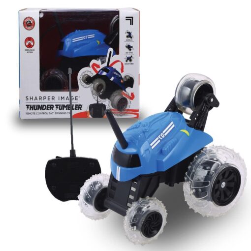 Sharper Image Thunder Tumbler Spinning Stunt Remote Controlled Car Blue