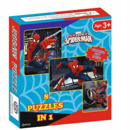 8 In 1 Spiderman Jigsaw Puzzle Game for Age Group 3 Years and Above, Multicolor for Kids & Toddler