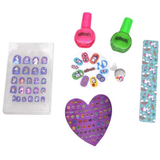 Mirada Unicorn Nail Salon Nail Art Kit – Ultimate Glow in the Dark Nail Party for Girls, Paint your Nails in Cool Colors, Pens, Nail Applique Stickers, Unicorn-Themed Ring with Nail Art Kit For Girls & Kids Age 6+ - Image 2