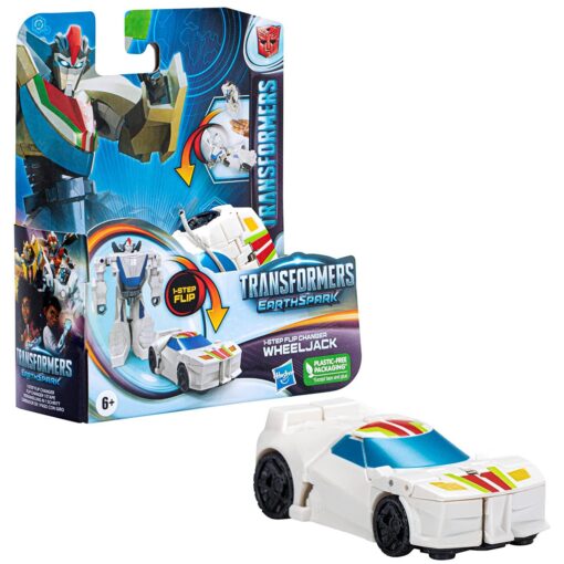 Transformers Toys Earthspark 1-Step Flip Changer Wheeljack for Kids, Transformers Earthspark Wheeljack, 4-Inch Action Figure for Toddler, Robot Toys for Ages 6 & Up, Multicolor (F6229)