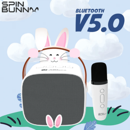 Just Corseca Spin Bunny Karaoke - Mini Bluetooth Speaker and  Microphone for Kids - White - Image 2
