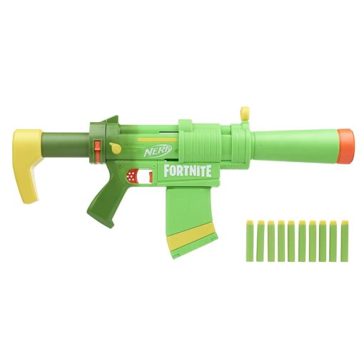 Nerf Fortnite Smg Zesty Elite Dart Blaster for Kids & Toddler - Removable Stock And Barrel, Removable 10-Dart Clip, 10 Official Nerf Elite Darts, Multicolor