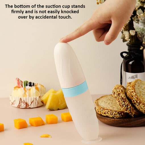 StarAndDaisy Squeezy Silicone Food Feeder for Baby with Suction Cup with Dust Cover and BPA Free for 4 Month+ Babies - Blue - Image 11