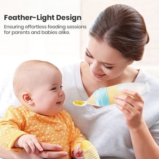 StarAndDaisy Squeezy Silicone Food Feeder for Baby with Suction Cup with Dust Cover and BPA Free for 4 Month+ Babies - Blue - Image 4