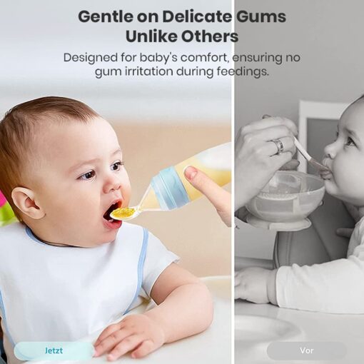 StarAndDaisy Squeezy Silicone Food Feeder for Baby with Suction Cup with Dust Cover and BPA Free for 4 Month+ Babies - Blue - Image 6