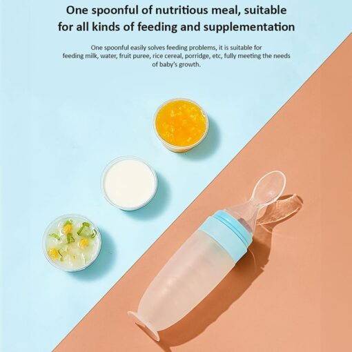 StarAndDaisy Squeezy Silicone Food Feeder for Baby with Suction Cup with Dust Cover and BPA Free for 4 Month+ Babies - Blue - Image 7