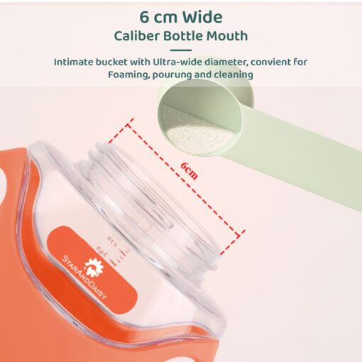 StarAndDaisy Baby Sipper Water Bottle with Soft Straw & Handle with Anti Spill Lock, BPA Free & 360° Water Drinking Kids Bottle - 330ML, Orange - Image 10