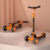 StarAndDaisy Glider Kick Scooter for Kids - 3 Wheel Foldable Scooters for Toddlers with 5 Adjustable Heights - Orange and Black
