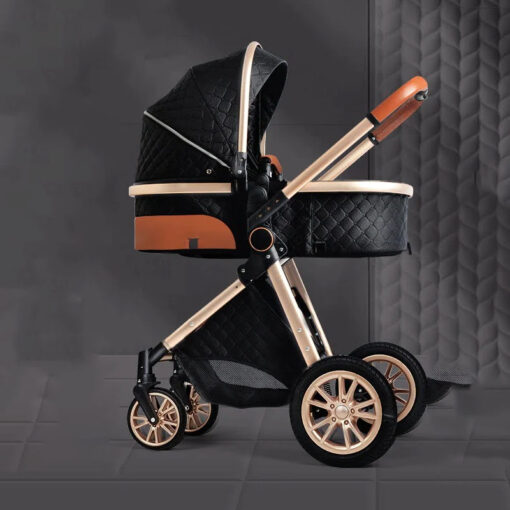 [Refurbished] StarAndDaisy Ultima Luxury Newborn Stroller with Seating / Sleeping Bassinet, Multi-Functional, Multi-adjustments (Black)