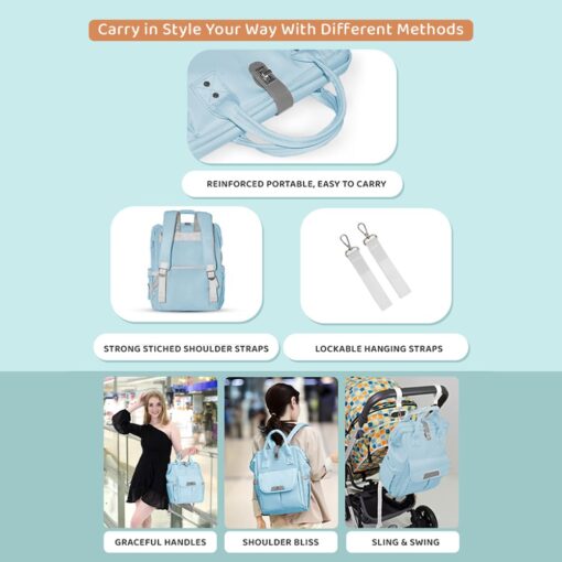 StarAndDaisy Best Diaper Bags For Moms With Stylish Compartments For Daily And Baby Essentials (Ultima - Blue) - Image 7