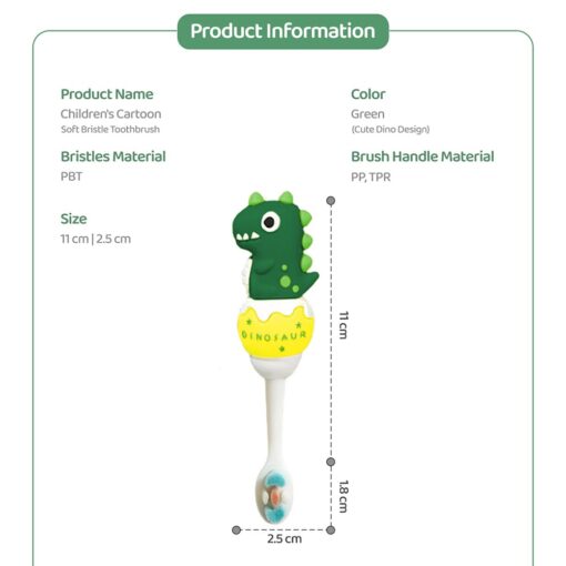 Cute Dino Toothbrush for Kids - Soft Bristle Tooth Brush with Silicone Grip Aged 2 Years and Above - StarAndDaisy - Image 9