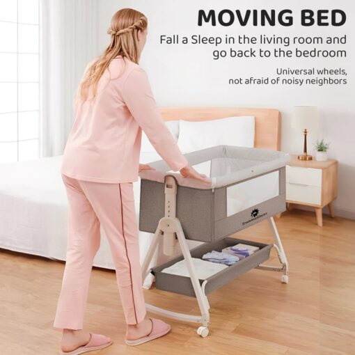 Moving Bed Crib Cradle StarAndDaisy Pluto 3-in1 Baby Crib Cradle with Mosquito Net - Baby Bed Side Bassinet