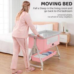Moving Bed Crib Cradle StarAndDaisy Pluto 3-in1 Baby Crib Cradle with Mosquito Net - Baby Bed Side Bassinet