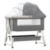 StarAndDaisy Pluto Luxury Baby Cradle with Nursing Changing Tray, Height Adjustment, Soft Foam Mattress, Storage Basket and Mosquito Net - Grey
