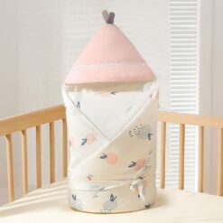 Baby Swaddle Blanket - Infant Wrap with Hood for Newborn Babies with Soft and Breathable Fabric - Pink