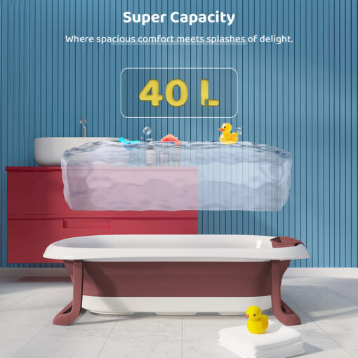 StarAndDaisy Anti-slip Infant Bathtub with Support Cushion Adjustable Buckle Floating Bath Seat with Soap Tray - Bt Basic Brown - Image 2