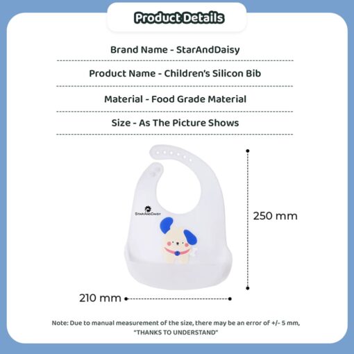Soft Silicone Bibs for Toddler, Waterproof Feeding Bib dimension and specification