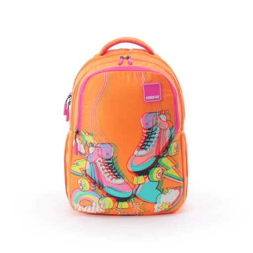 American Tourister Trendy School Bags With Name, Cute Adorable Printed Backpack - Ollie 3.0 Glyph Orange