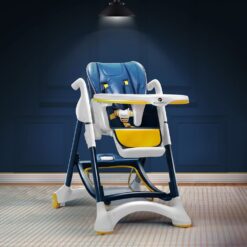 StarAndDaisy Baby High Chair, Feeding Chair with 5-Level Seat Adjustment, 5-Point Safety Belt For Infants - Red & Yellow