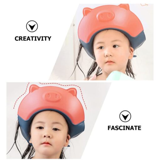 StarAndDaisy Adjustable Baby Shower Cap - Eyes and Ears Shield Hair Washing Caps for Babies - Orange & Blue - Image 4