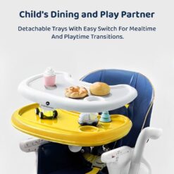 StarAndDaisy Baby High Chair, Feeding Chair with 5-Level Seat Adjustment, 5-Point Safety Belt For Infants - Red & Yellow