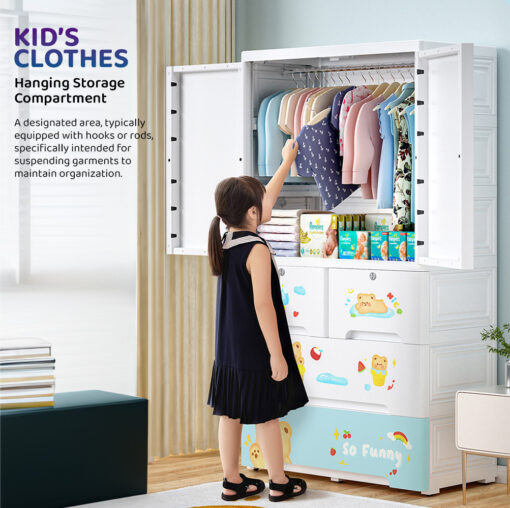 [Pre-Order] StarAndDaisy Kids Wardrobe / Storage Cabinet / Portable Almirah with Drawers & Convertible Design - Summer Bear (H-156cm x W-70cm x D-38cm | 7025-D) [Delivery Starts on: 10/Oct/2024] - Image 7