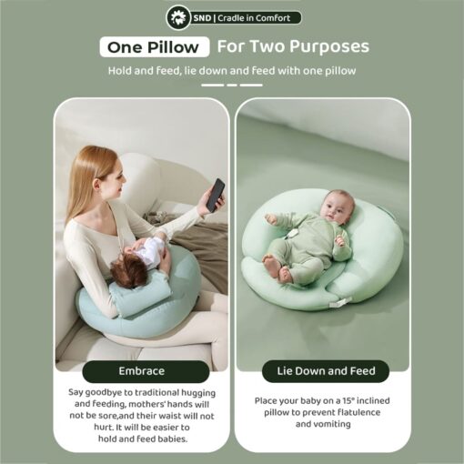 StarAndDaisy Baby Breast Feeding Pillow, Mom's Portable Nursing Cushion & Waist Protector with Detachable Belt - Green - Image 4