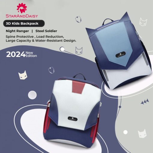 StarAndDaisy School Bag for Kids, Waterproof and Lightweight Primary School Bag - White & Blue - Image 2
