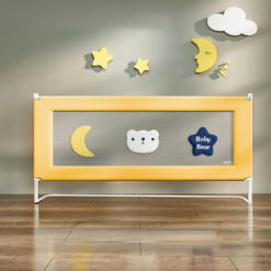 StarAndDaisy Bed Guardrail for Toddlers, Safety Bed Fence & Anti-Fall Bed Guards for Babies - U Frame Printed Yellow 1.5m